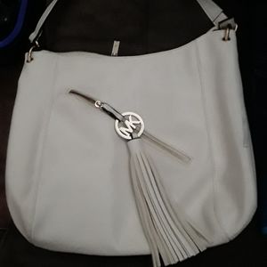 MICHAEL KORS White Leather Shoulder Bag,  with tas